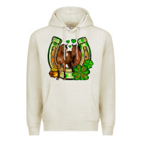 Oatmeal Heather St. Patrick's Day horse horseshoe Premium Hoodie - OliviaCreatesArt