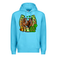 Ocean Blue St. Patrick's Day horse horseshoe Premium Hoodie - OliviaCreatesArt