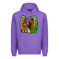 Purple St. Patrick's Day horse horseshoe Premium Hoodie - OliviaCreatesArt