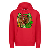 Red St. Patrick's Day horse horseshoe Premium Hoodie - OliviaCreatesArt