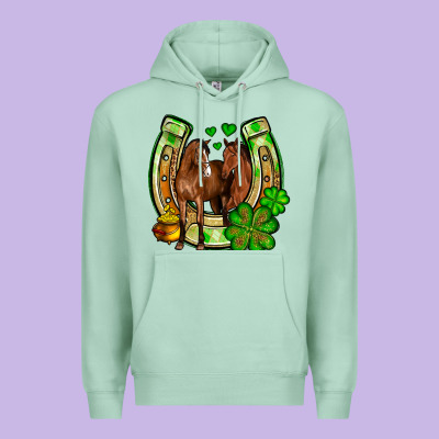 St. Patrick's Day Horse Horseshoe Premium Hoodie Designed By Oliviacreatesart