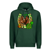 Sports Green St. Patrick's Day horse horseshoe Premium Hoodie - OliviaCreatesArt