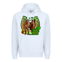 White St. Patrick's Day horse horseshoe Premium Hoodie - OliviaCreatesArt