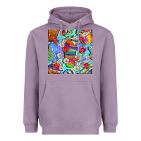 Lavender hippie coffee cups and flowers and peace seamless pattern bbs Heavyweight Hoodie - BundleAndBundleShop