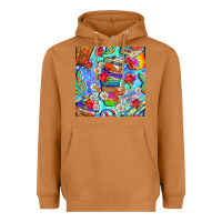 Meerkat hippie coffee cups and flowers and peace seamless pattern bbs Heavyweight Hoodie - BundleAndBundleShop