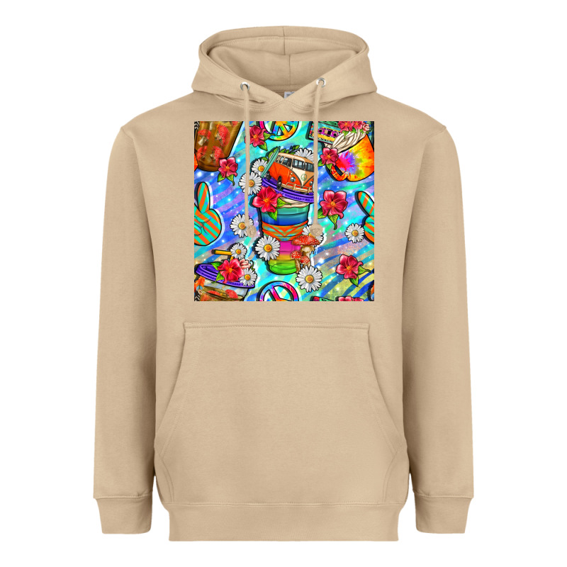 Hippie Coffee Cups And Flowers And Peace Seamless Pattern Bbs Heavyweight Hoodie by BundleAndBundleShop | Teevron