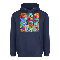 Navy hippie coffee cups and flowers and peace seamless pattern bbs Heavyweight Hoodie - BundleAndBundleShop