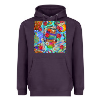 Plum hippie coffee cups and flowers and peace seamless pattern bbs Heavyweight Hoodie - BundleAndBundleShop