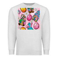 Oatmeal Heather Easter Gnomies Seamless Pattern Premium Sweatshirt - BundleAndBundleShop