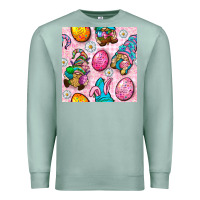 Seafoam Easter Gnomies Seamless Pattern Premium Sweatshirt - BundleAndBundleShop