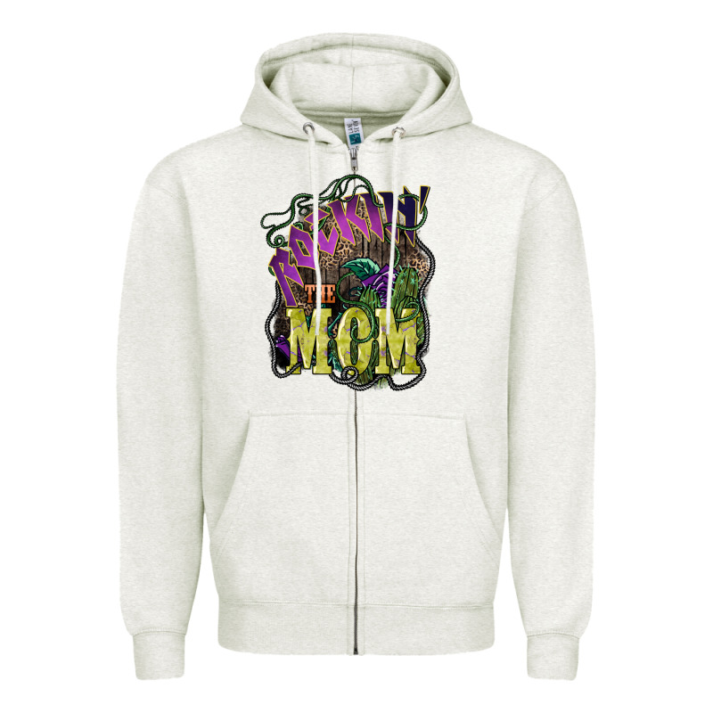Rockin The Mom Mother's Day Zipper Hoodie by HowdyJamesFarm | Teevron
