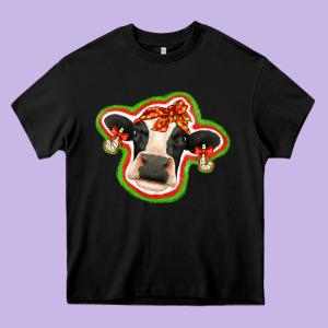 Christmas Heifer Heavy Core Tee Designed By Jasminsmagicworld