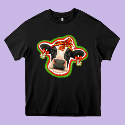 Christmas Heifer Heavy Core Tee Designed By Jasminsmagicworld