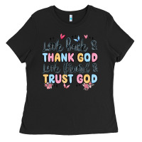 Black look back and thank god look forward and trust god Ladies Tee - MaliasSmallBusiness