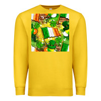Lemon Ireland flag with St. Patrick's Day  digital paper Premium Sweatshirt - BundleAndBundleShop