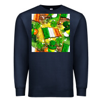Navy Ireland flag with St. Patrick's Day  digital paper Premium Sweatshirt - BundleAndBundleShop