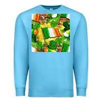 Ocean Blue Ireland flag with St. Patrick's Day  digital paper Premium Sweatshirt - BundleAndBundleShop