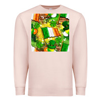Pale Pink Ireland flag with St. Patrick's Day  digital paper Premium Sweatshirt - BundleAndBundleShop