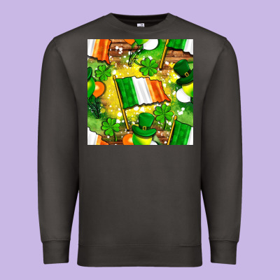 Ireland Flag With St. Patrick's Day  Digital Paper Premium Sweatshirt Designed By Bundleandbundleshop