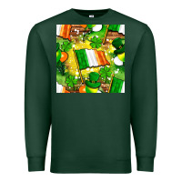Sports Green Ireland flag with St. Patrick's Day  digital paper Premium Sweatshirt - BundleAndBundleShop