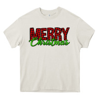 Merry Christmas Tartan Heavy Core Tee | Teevron