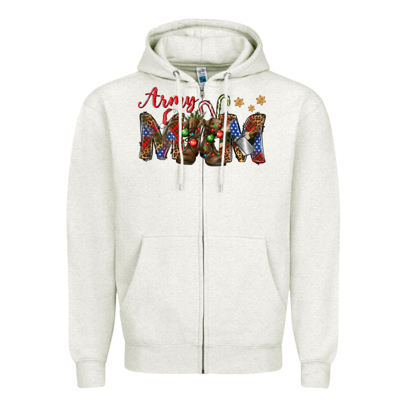 Christmas Army Mom Mother's Day Zipper Hoodie by HowdyJamesFarm | Teevron