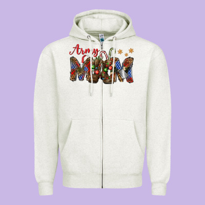 Christmas Army Mom Mother's Day Zipper Hoodie Designed By Howdyjamesfarm