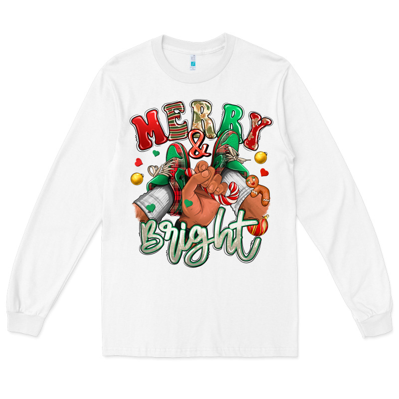Merry And Bright Black Man Sneakers Long Sleeve Tee by RanaPortraitStore | Teevron