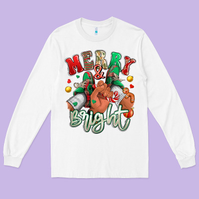 Merry And Bright Black Man Sneakers Long Sleeve Tee Designed By Ranaportraitstore