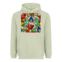 Matcha christmas coffee cups bell and candy cane with leopard and plaid Heavyweight Hoodie - BundleAndBundleShop