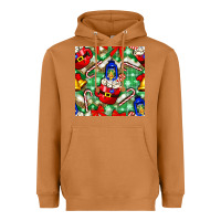 Meerkat christmas coffee cups bell and candy cane with leopard and plaid Heavyweight Hoodie - BundleAndBundleShop