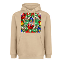 Mushroom christmas coffee cups bell and candy cane with leopard and plaid Heavyweight Hoodie - BundleAndBundleShop