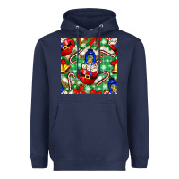 Navy christmas coffee cups bell and candy cane with leopard and plaid Heavyweight Hoodie - BundleAndBundleShop