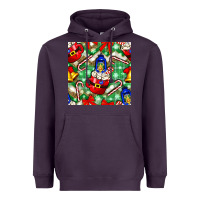 Plum christmas coffee cups bell and candy cane with leopard and plaid Heavyweight Hoodie - BundleAndBundleShop