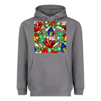 Storm christmas coffee cups bell and candy cane with leopard and plaid Heavyweight Hoodie - BundleAndBundleShop