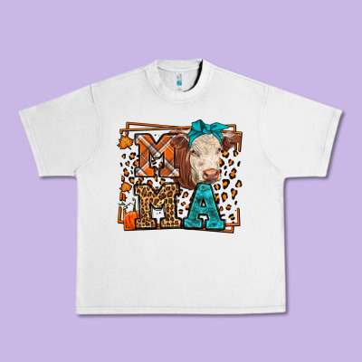 Western Fall Cow Mama Urban Heavy Tee Designed By Lillyallendesigns