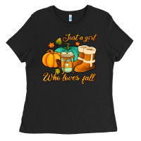 Black just a girl who loves fall Ladies Tee - Jasminsmagicworld