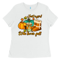 White just a girl who loves fall Ladies Tee - Jasminsmagicworld