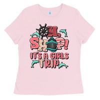 Bubblegum Pink oh ship it's a girls trip Ladies Tee - MaliasSmallBusiness