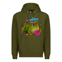 Army Green valentines day frog prince olivia Premium Hoodie - OliviaCreatesArt