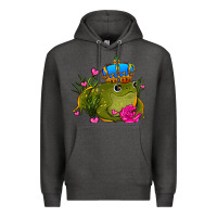 Charcoal Heather valentines day frog prince olivia Premium Hoodie - OliviaCreatesArt