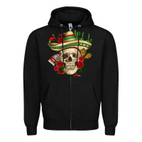 Black Di de los muertos with roses Mexico Zipper Hoodie - HowdyJamesFarm