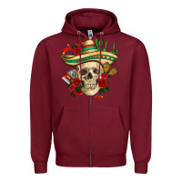 Burgundy Di de los muertos with roses Mexico Zipper Hoodie - HowdyJamesFarm