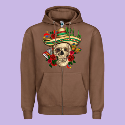 Di De Los Muertos With Roses Mexico Zipper Hoodie Designed By Howdyjamesfarm