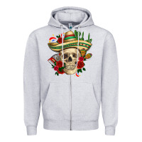 Heather Grey Di de los muertos with roses Mexico Zipper Hoodie - HowdyJamesFarm