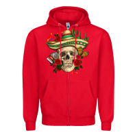 Red Di de los muertos with roses Mexico Zipper Hoodie - HowdyJamesFarm