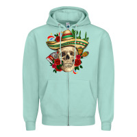 Seafoam Di de los muertos with roses Mexico Zipper Hoodie - HowdyJamesFarm