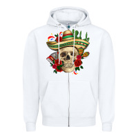 White Di de los muertos with roses Mexico Zipper Hoodie - HowdyJamesFarm