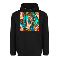 Nail Art With Leopard And Turquoise  Gemstone Seamless Pattern Bbs Heavyweight Hoodie | Teevron