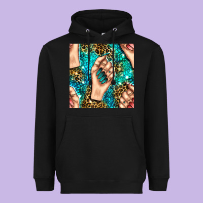 Nail Art With Leopard And Turquoise  Gemstone Seamless Pattern Bbs Heavyweight Hoodie Designed By Bundleandbundleshop